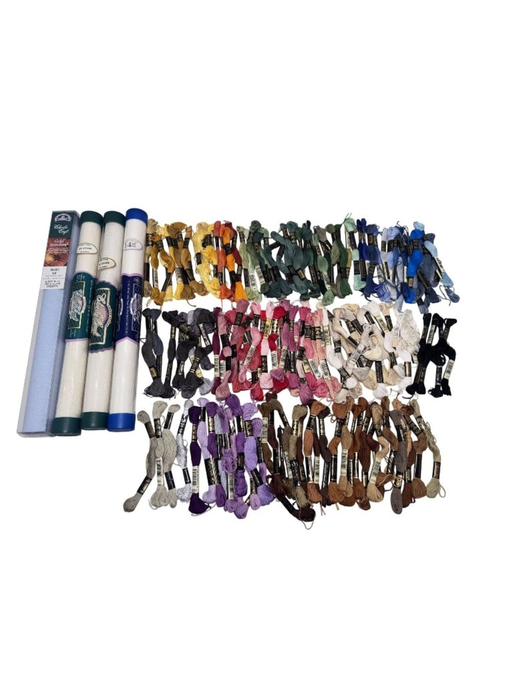 DMC Cotton Embroidery Floss Thread 140 Skein Lot Cross Stitch Crafting and Aida